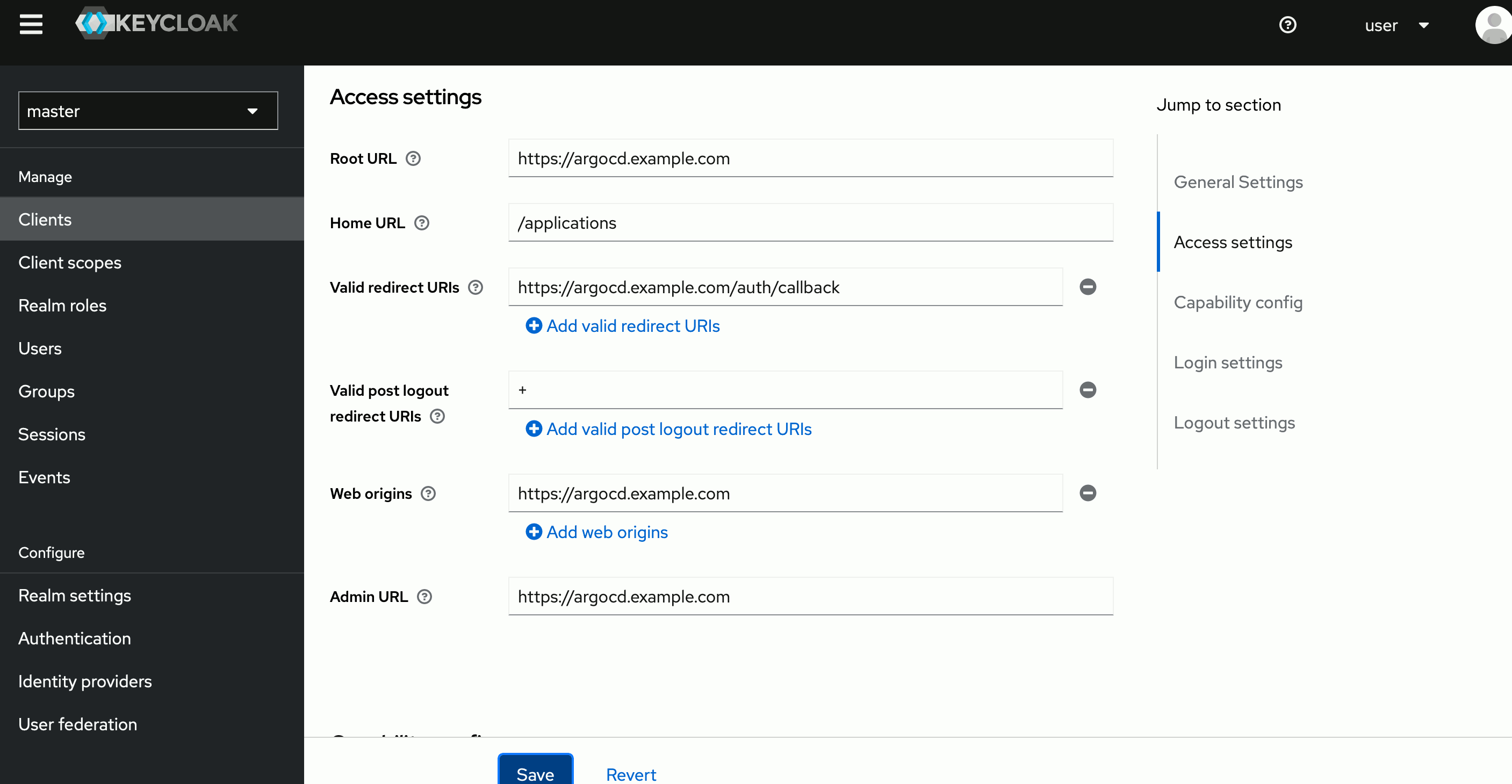 Keycloak configure client